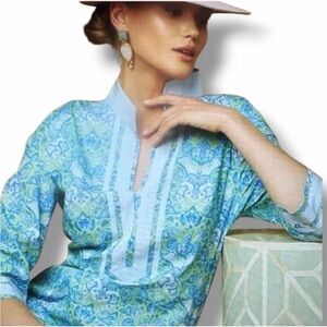 NicoBlu Capri Tunic Dress Shalimar Turquoise Mint Julep Size 16 Resort